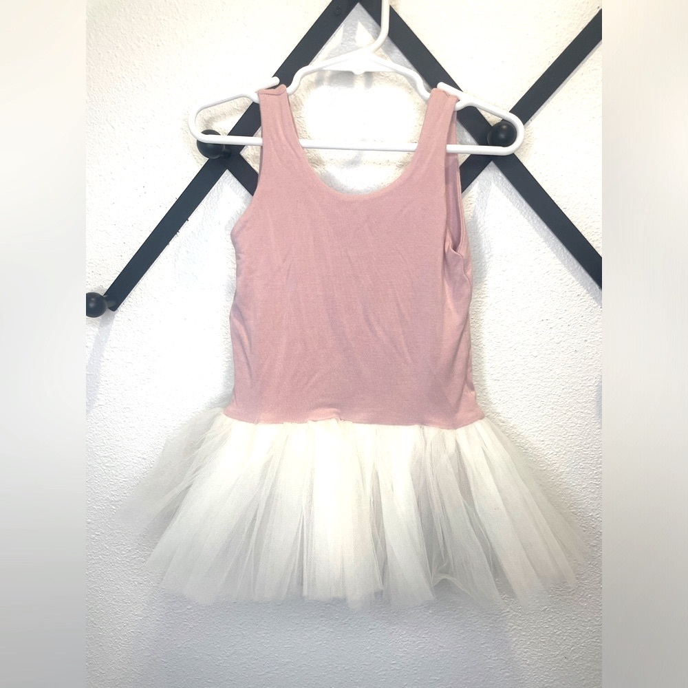 Wrare Doll Tutu Leo || Size 2T / 3T || Muted Pink Leo with White Tulle Skirt
